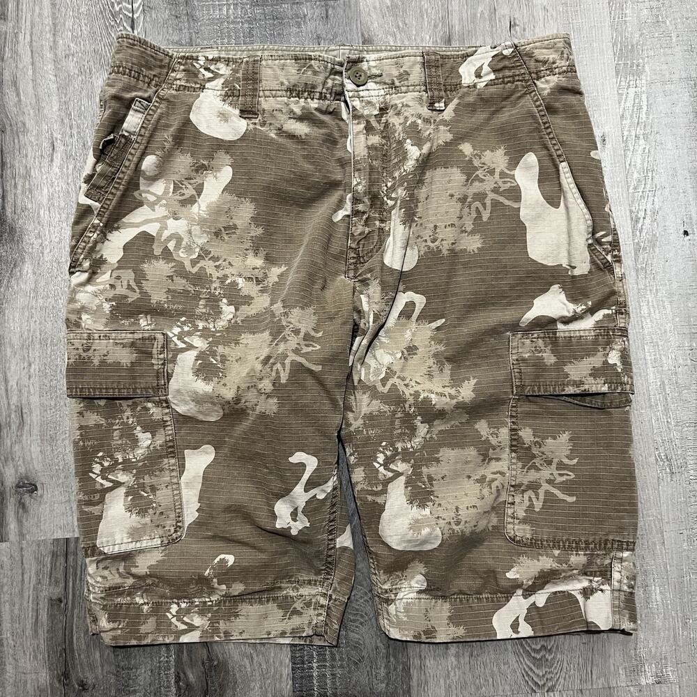 North Face Shorts Mens 36 Brown Camo Cargo Ripstop Canvas Pockets Outdoor Hike
